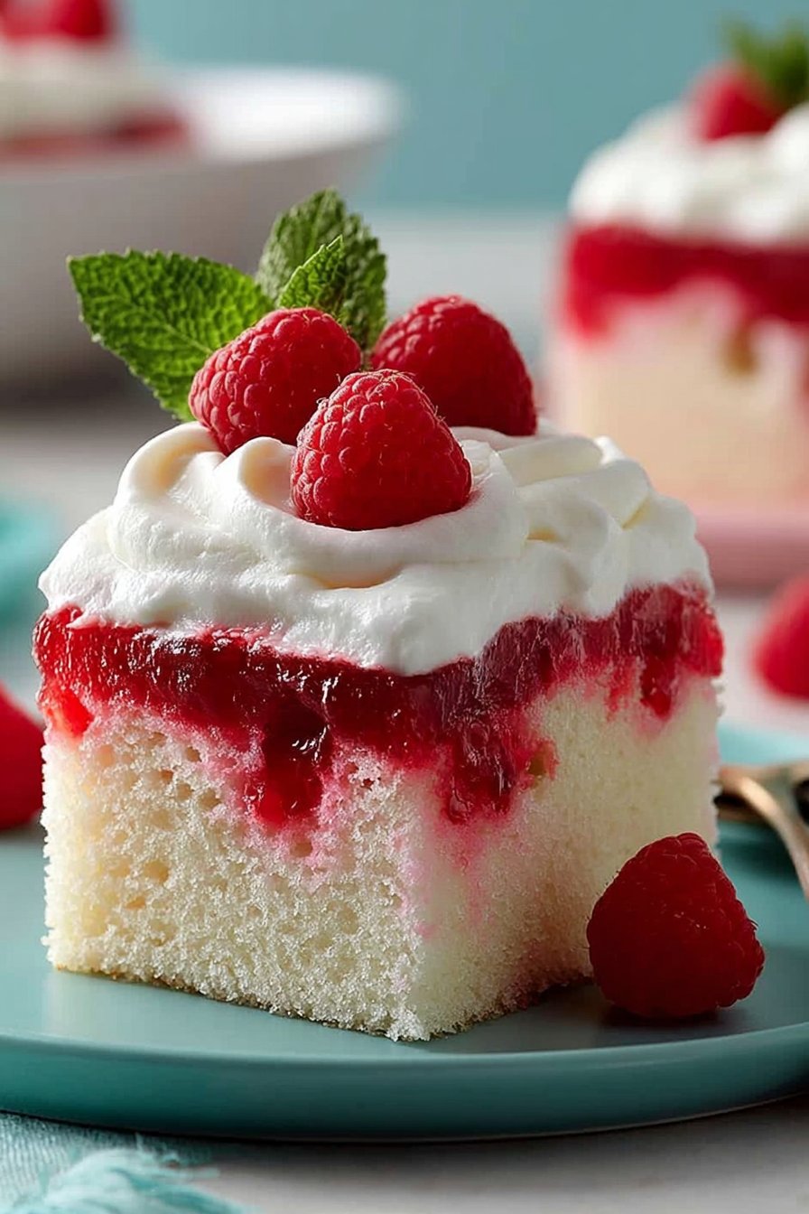 Sweet Raspberry Jello Poke Cake