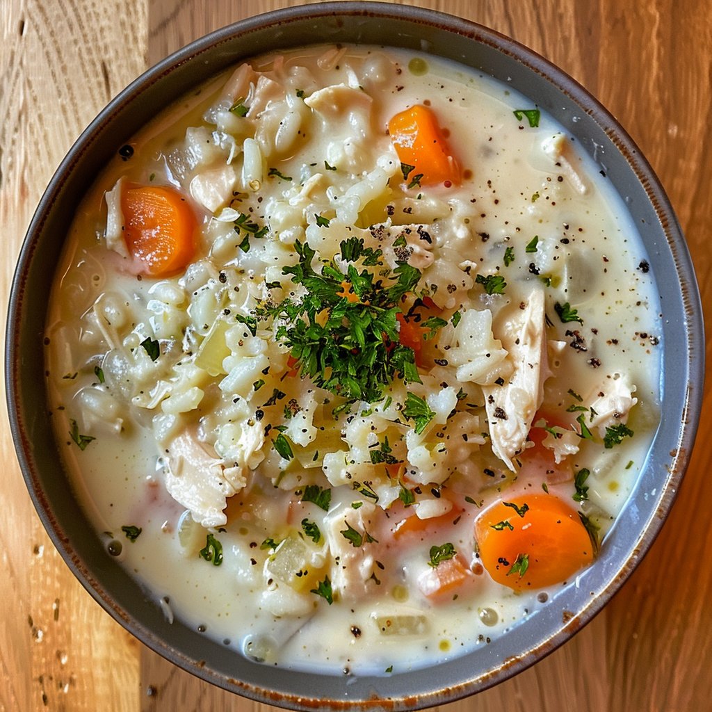 Creamy Crockpot Chicken Rice Soup
