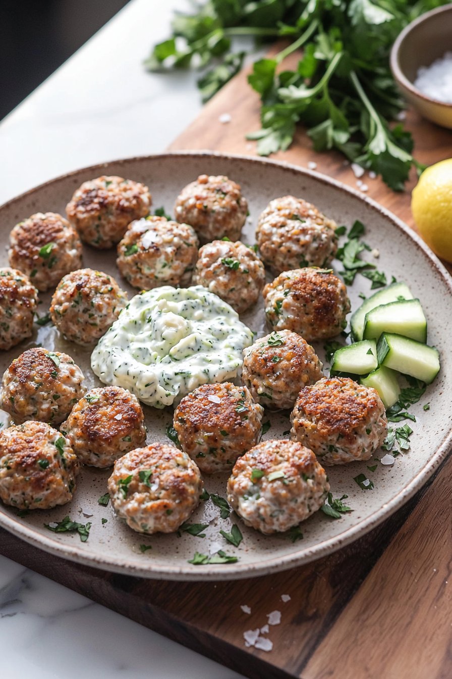 Greek Turkey Meatballs with Tzatziki