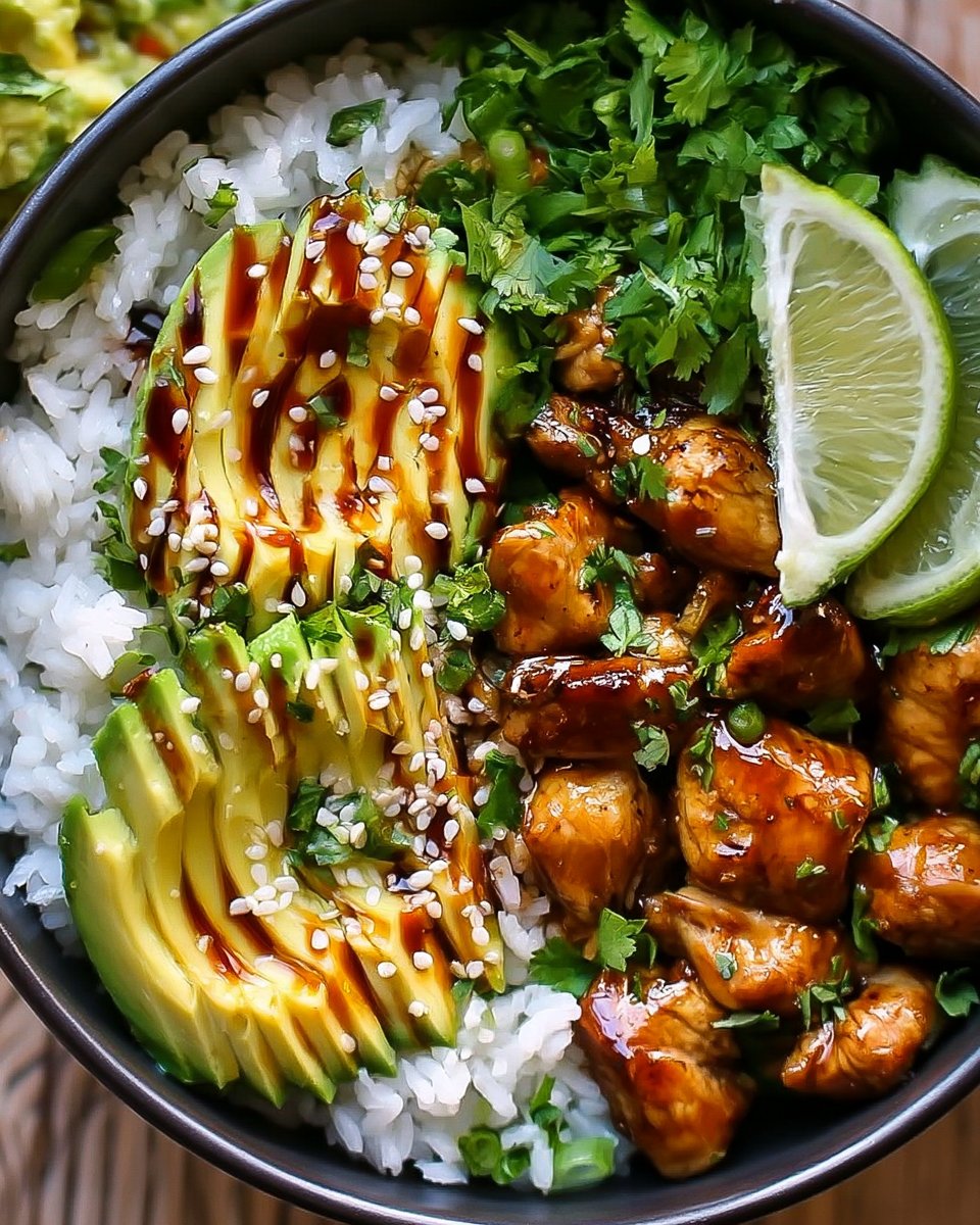 Honey Lime Chicken Avocado Rice Bowl Quick and Easy