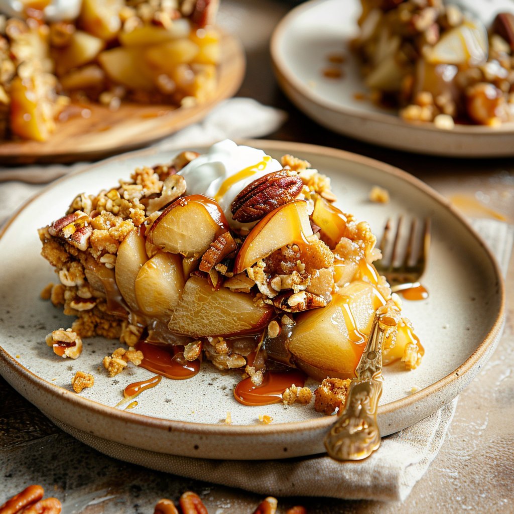 Pear, Pecan and Caramel Crumble