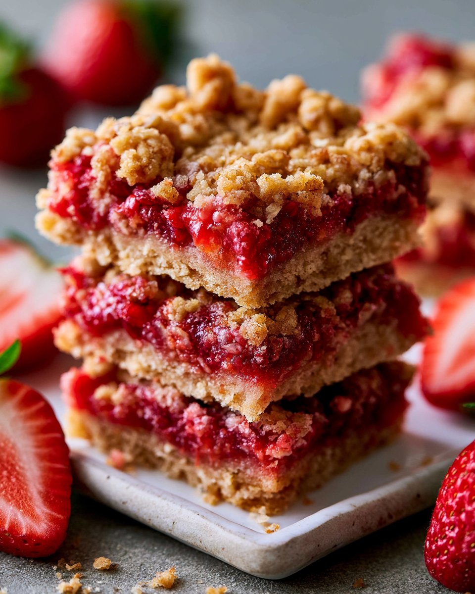 Strawberry Oatmeal Crumble Bars