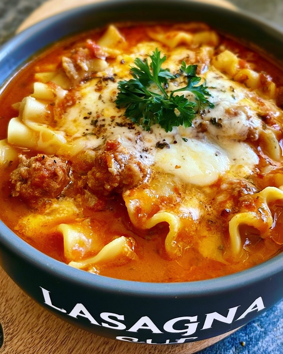 Lasagna Soup with Italian Sausage and Tender Noodles