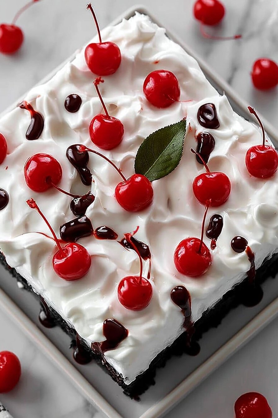 Easy Black Forest Jello Poke Cake
