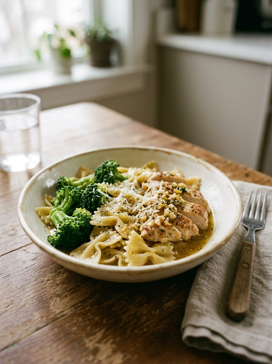 Cowboy Butter Lemon Bowtie Chicken with Broccoli