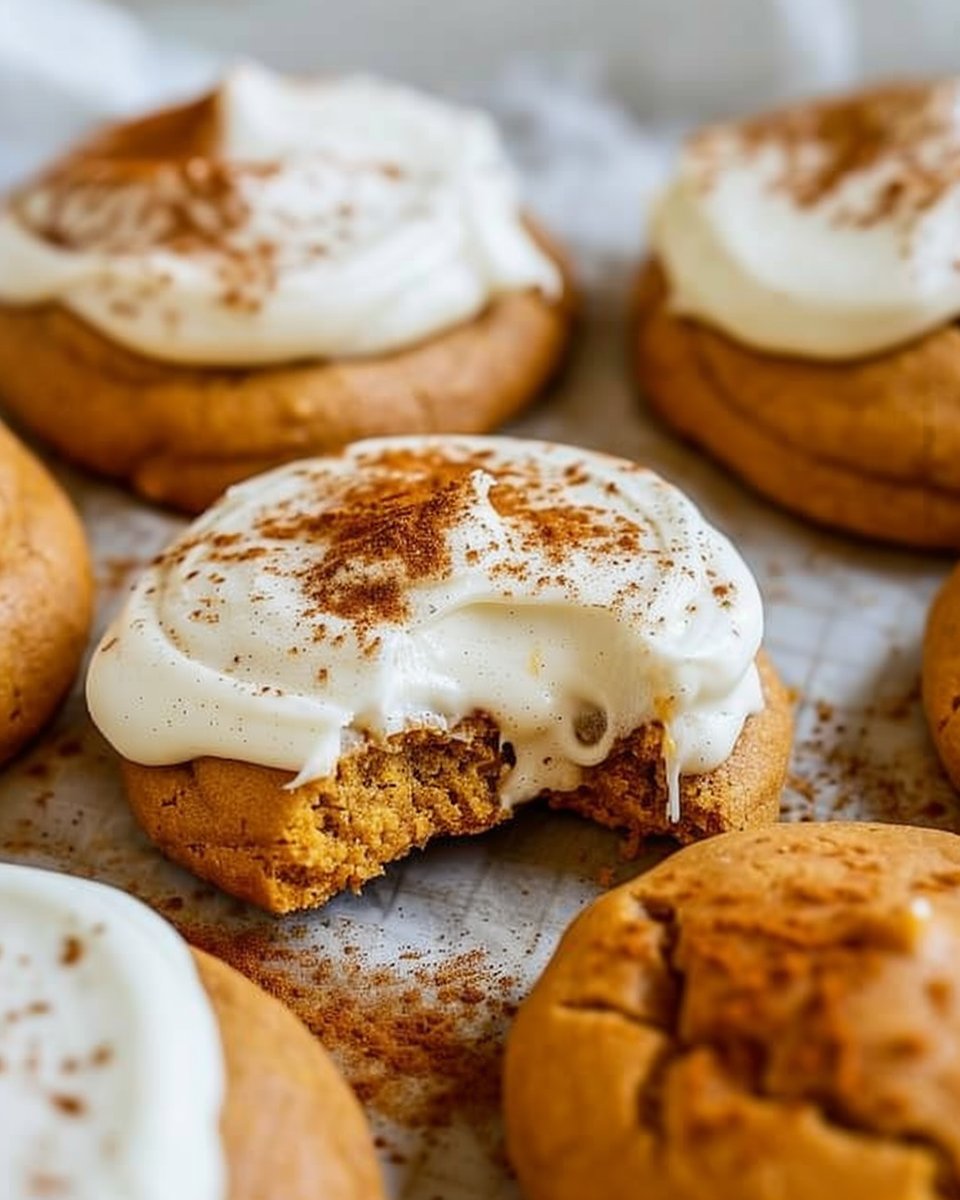 Pumpkin Cookies with Cream Cheese Frosting
