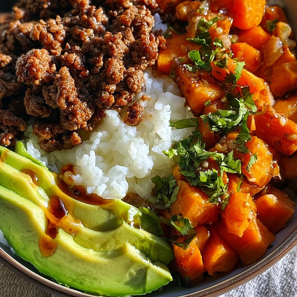 Hot Honey Glazed Ground Beef Bowl