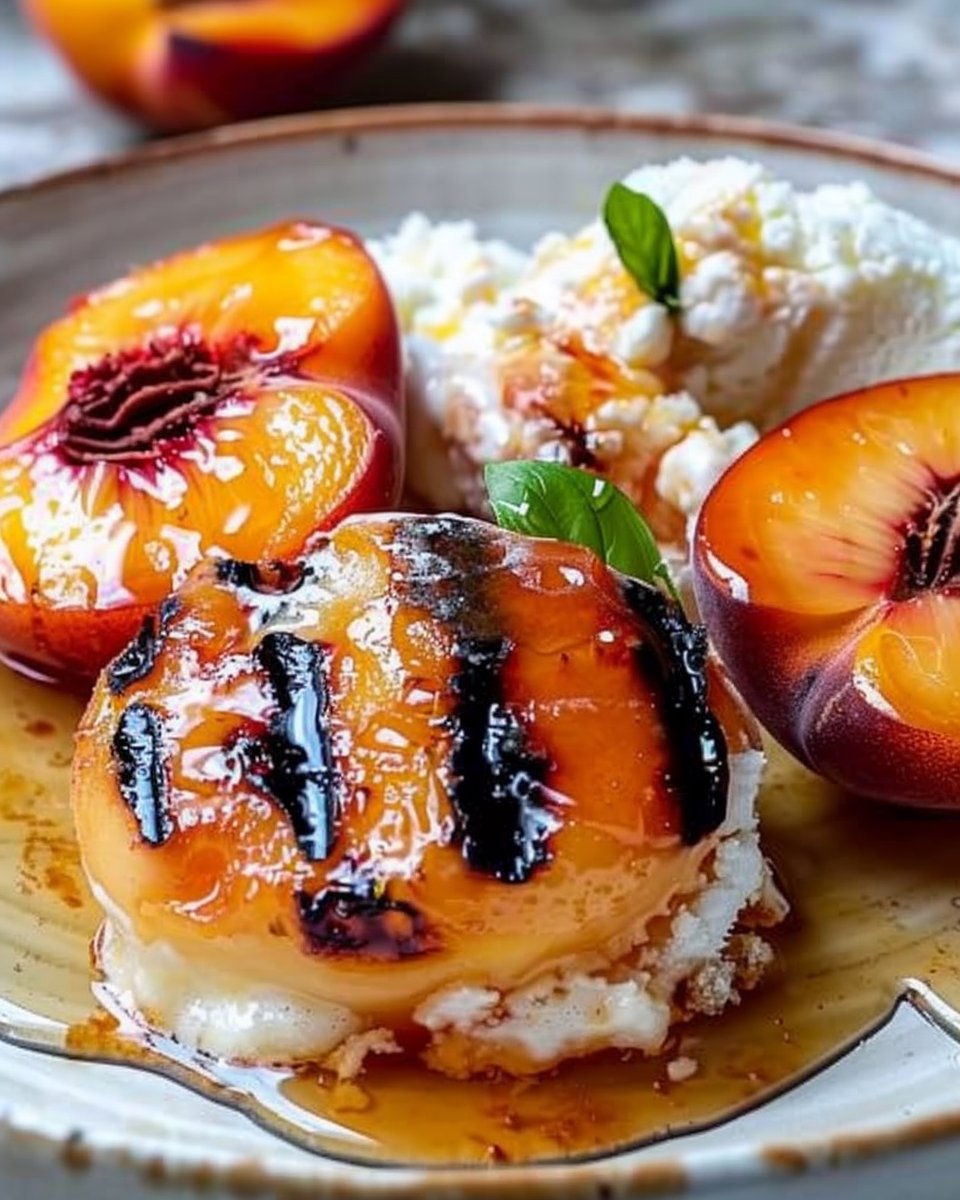 Easy Grilled Peach Dessert Recipe with Honey and Vanilla Ice Cream