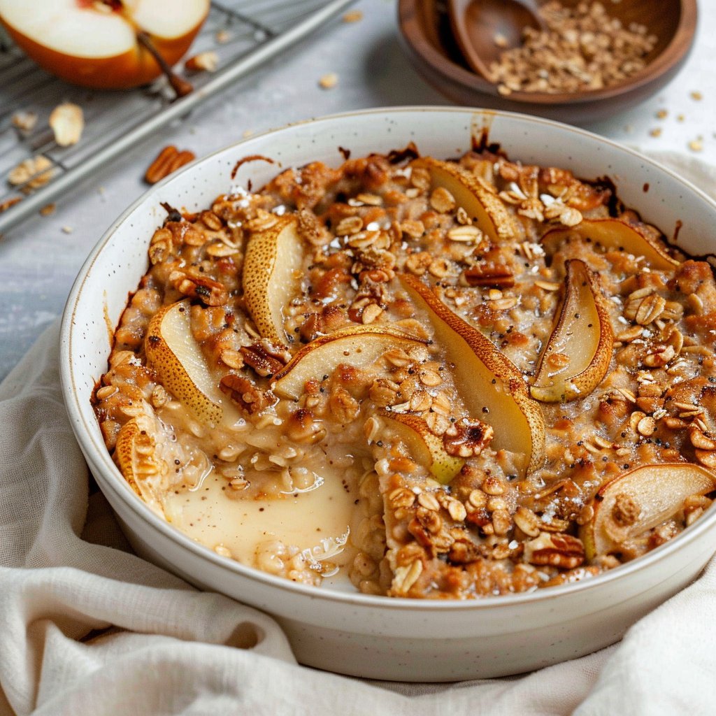 Vanilla Brown Butter Pear Baked Oatmeal