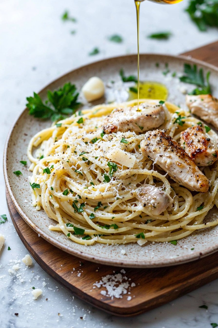 Knoblauch Parmesan Hühnchen Pasta