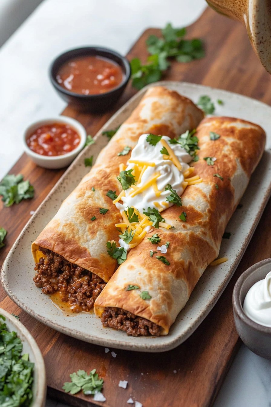 Beef and Cheese Chimichangas