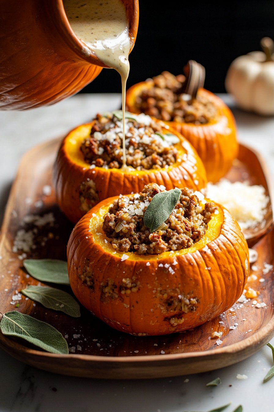Ground Turkey & Brown Butter Sage Stuffed Pumpkins