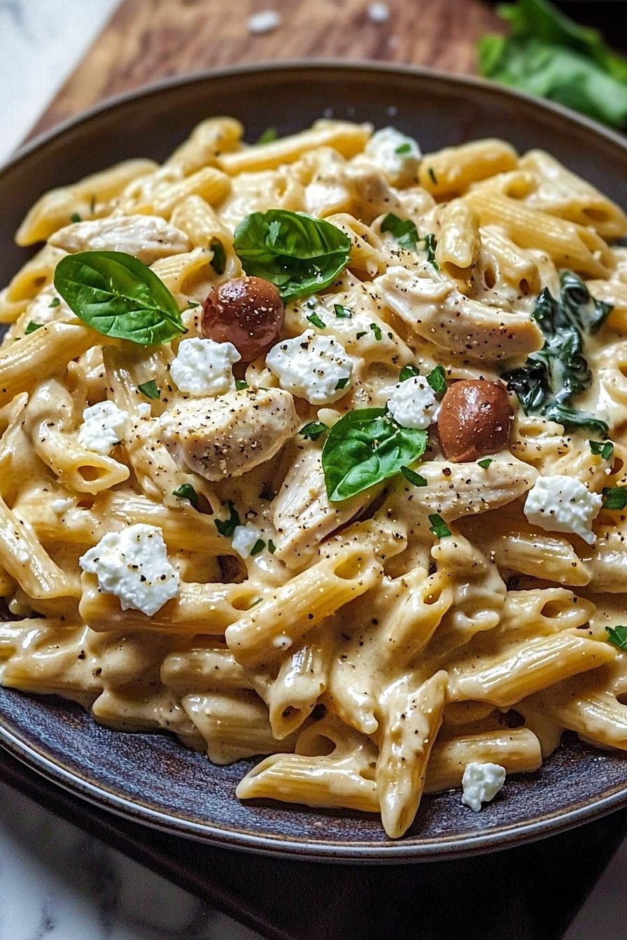 Cremige Hühnchen-Feta-Pasta