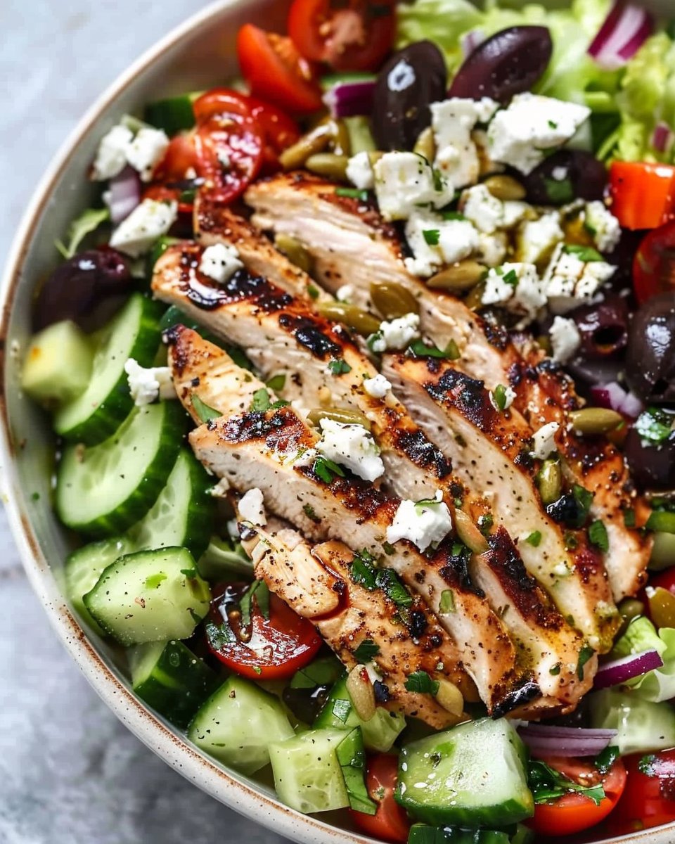 Healthy Greek Salad with Chicken