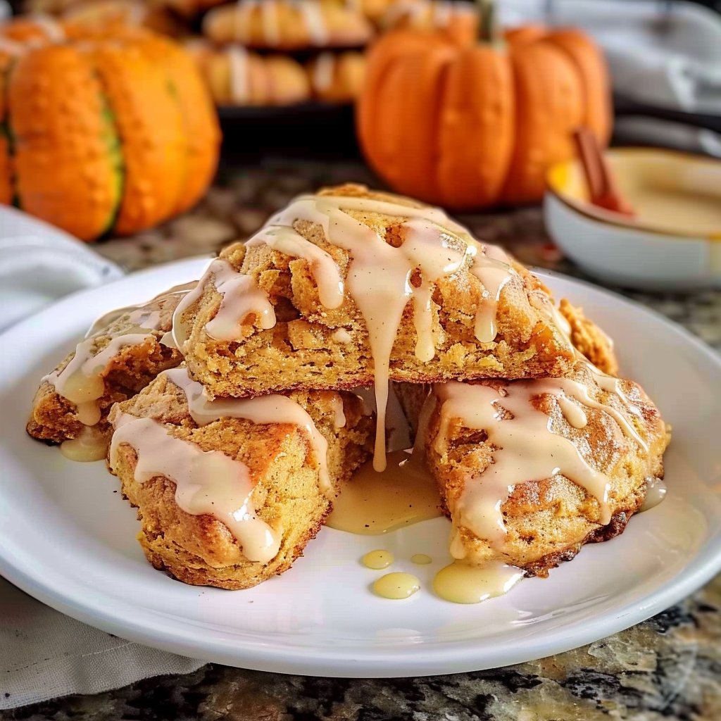 Pumpkin Scones with a Spiced Maple Glaze