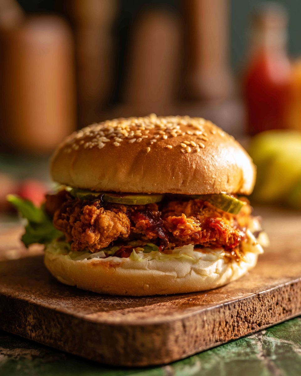 Air Fryer Nashville Fried Chicken Burger