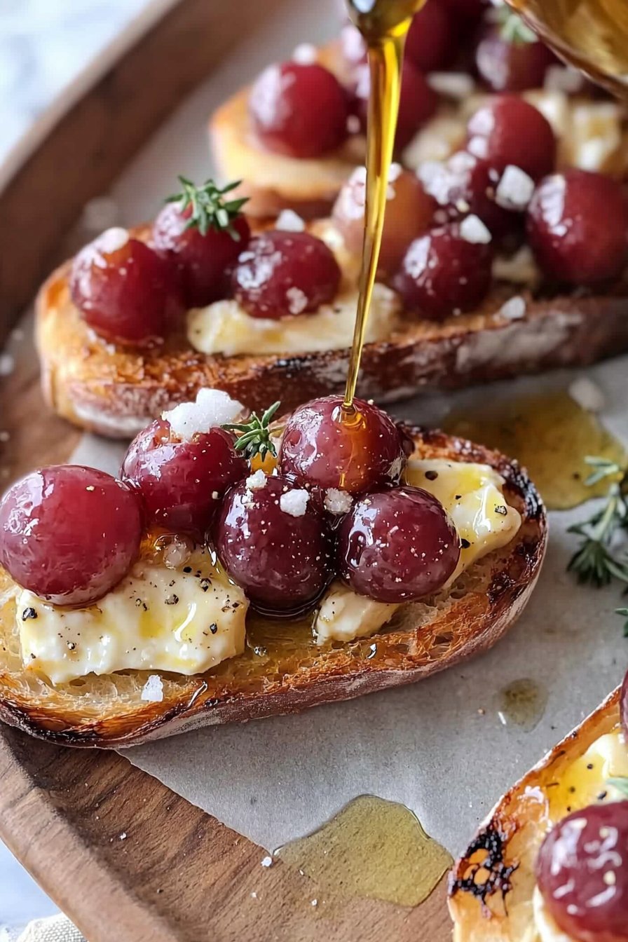 Roasted Grape & Brie Crostini