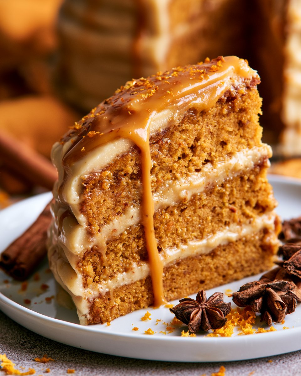 Pumpkin Cake with Caramel Cream Cheese Frosting
