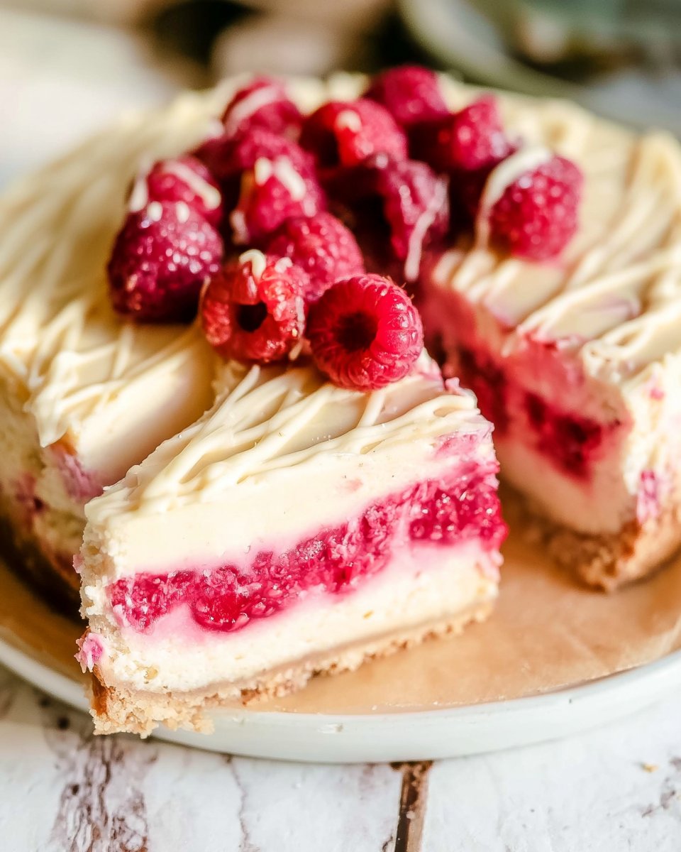 White Chocolate Raspberry Swirl Cheesecake