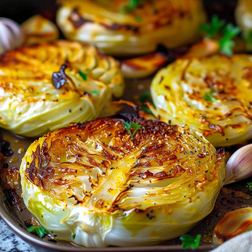 Garlic Parmesan Roasted Cabbage Steaks