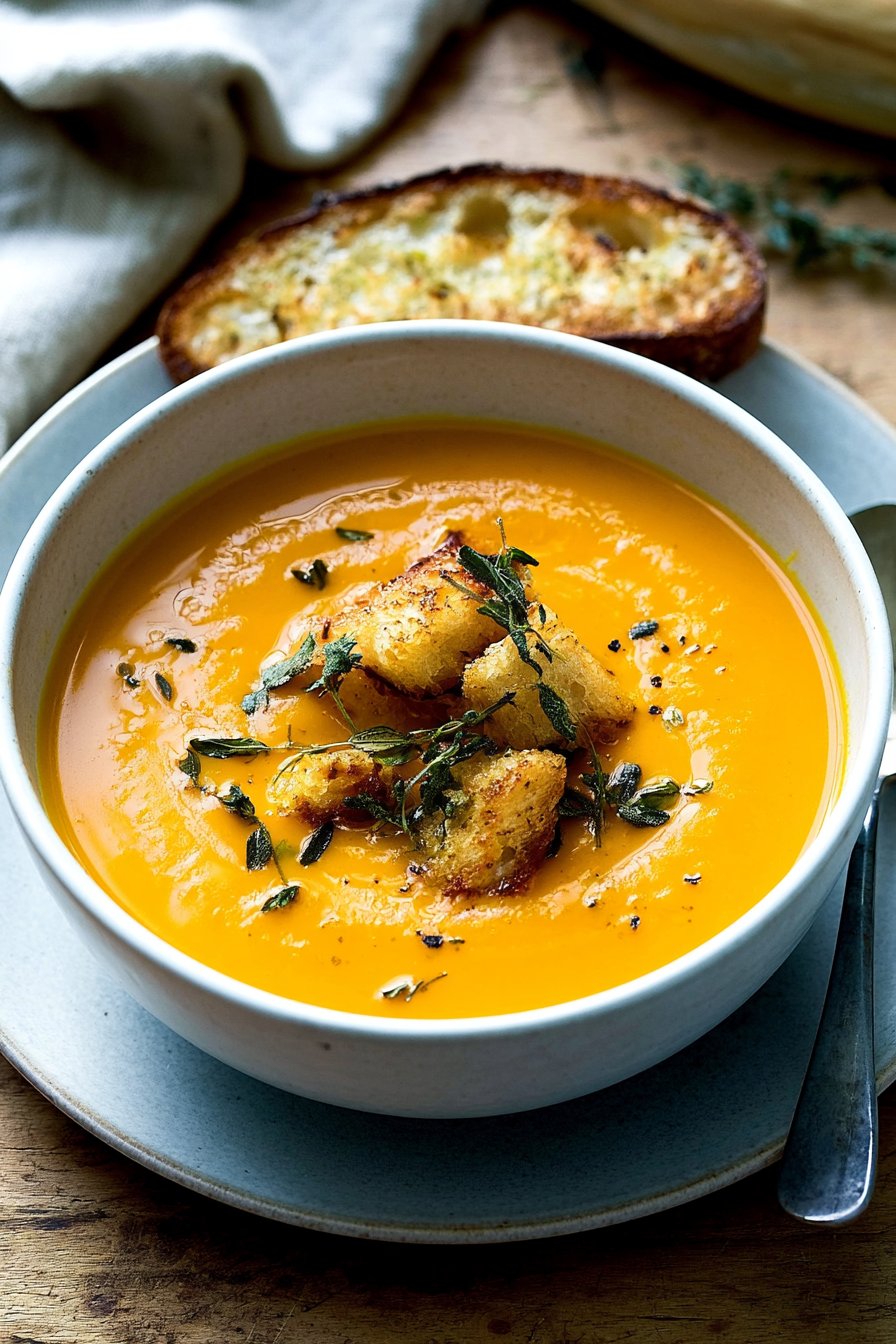 Roasted Butternut Squash and Garlic Soup