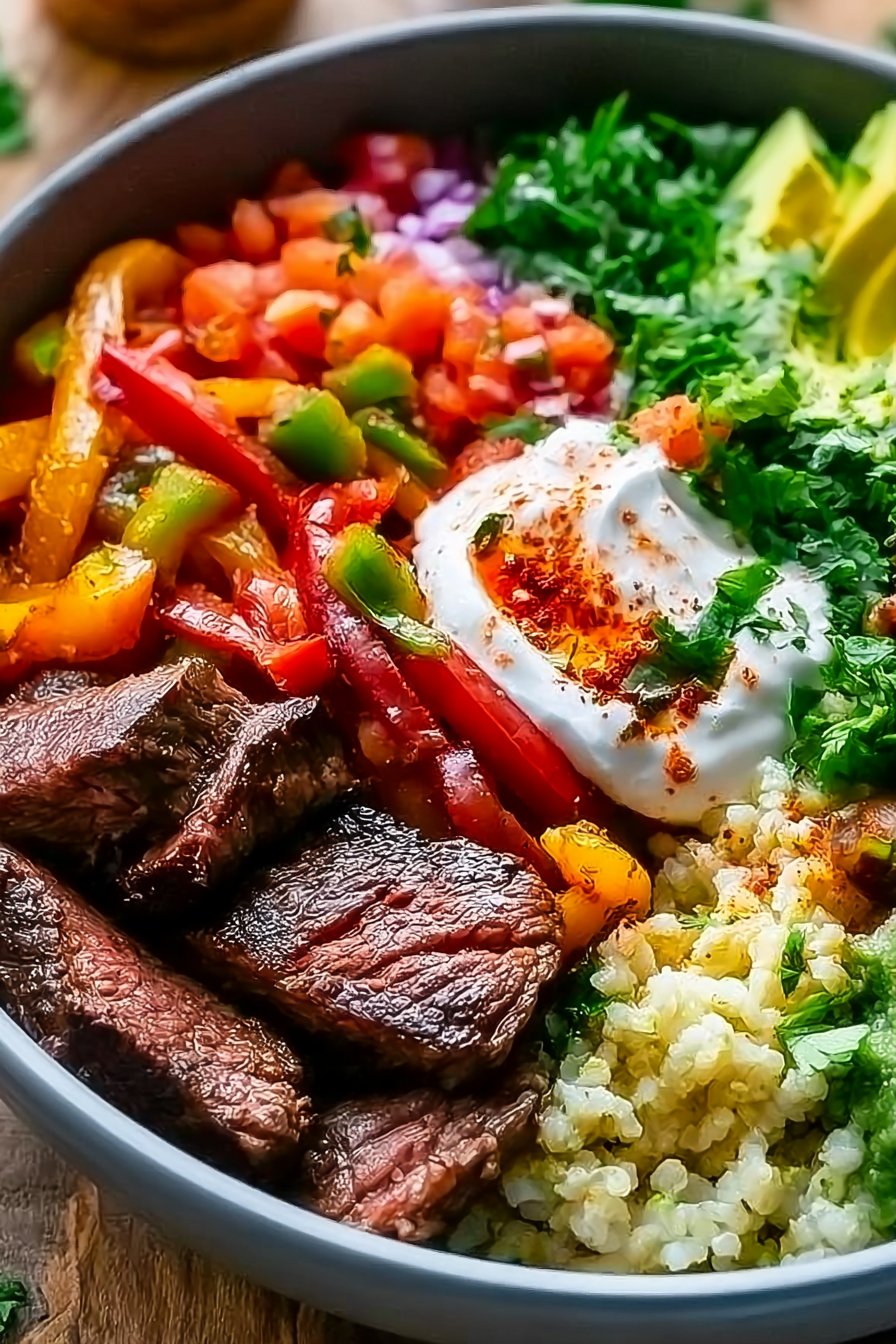 High Protein Low Carb Steak Fajita Bowl