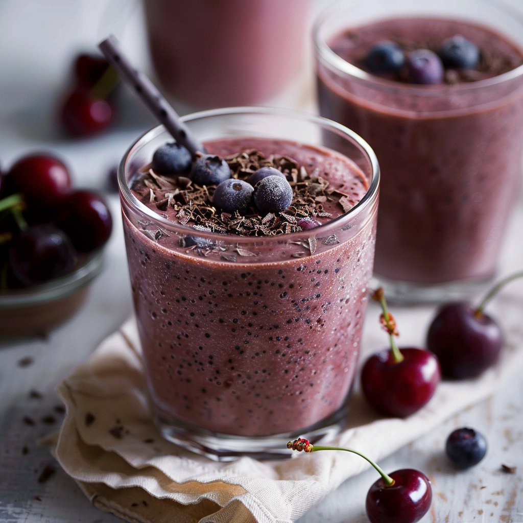 Chocolate, Blueberry and Cherry Kefir Smoothie