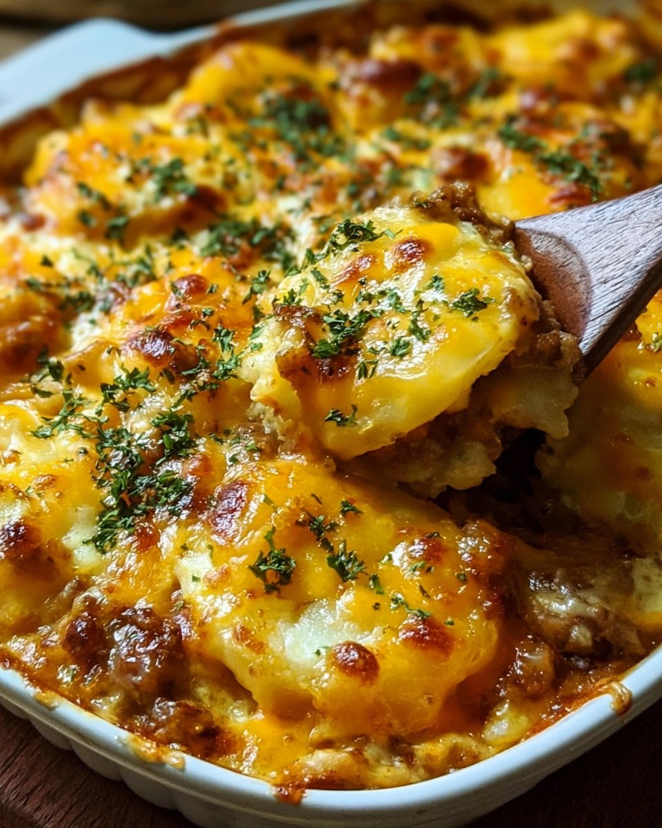 Hamburger Potato Casserole with Cheese