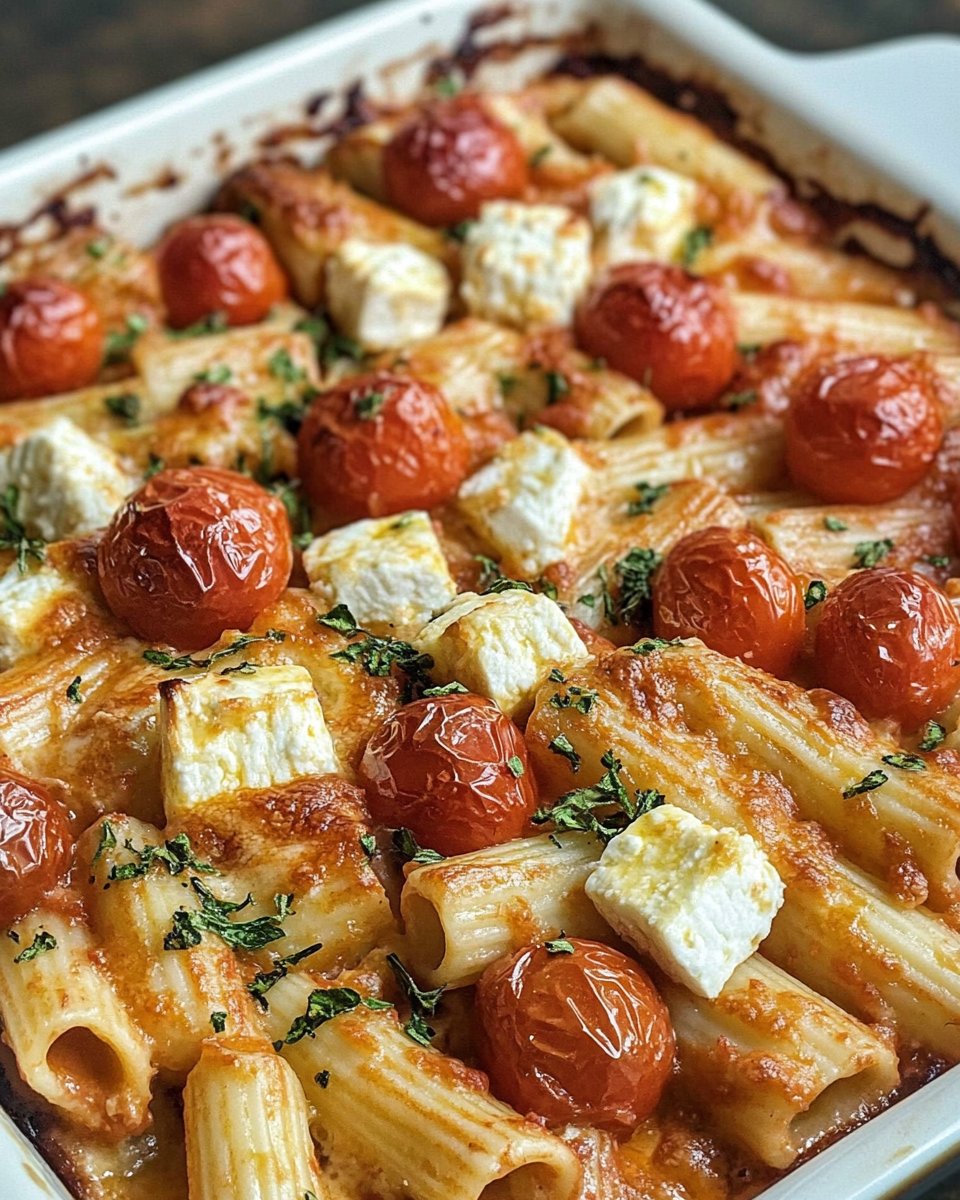 Gesündere Feta- und Kirschtomaten-Pasta-Auflauf