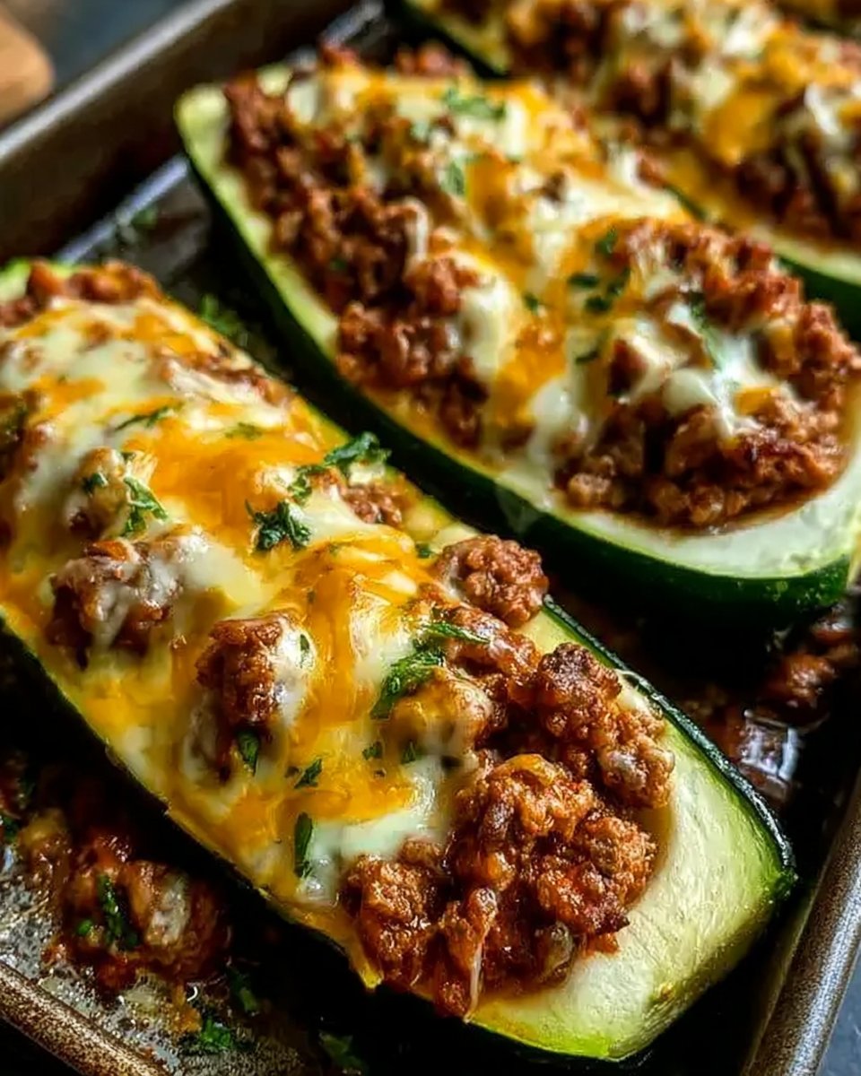 Ground Beef Zucchini Boats