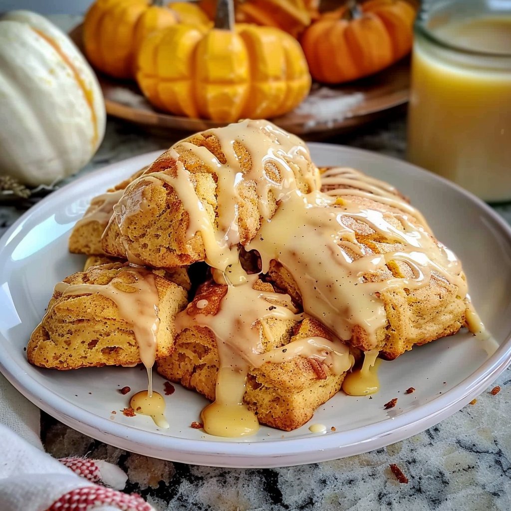 Pumpkin Scones with a Spiced Maple Glaze