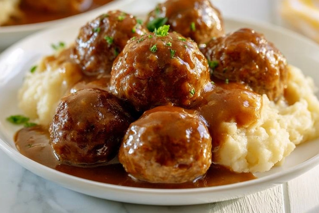 Slow Cooker Salisbury Steak Meatballs