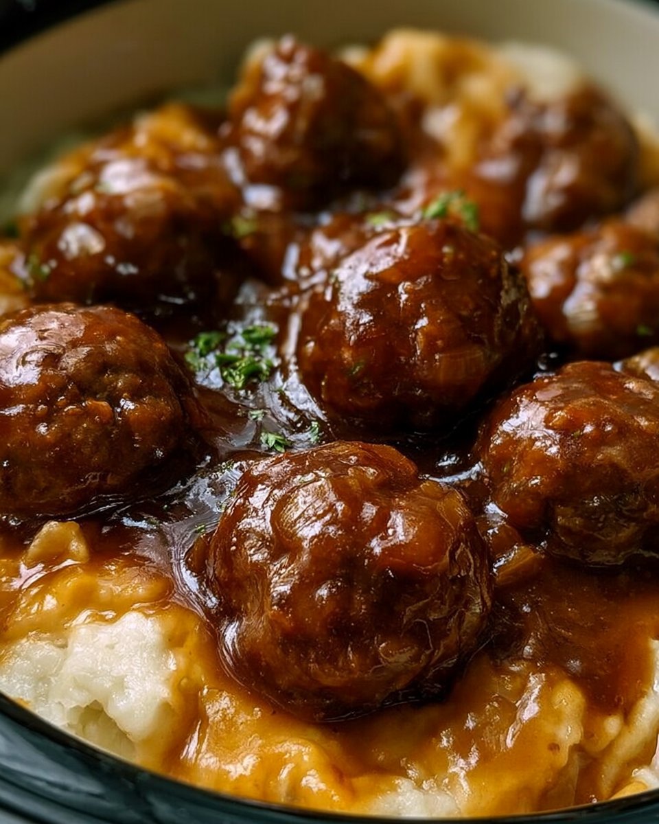 Slow Cooker Salisbury Steak Meatballs Recipe