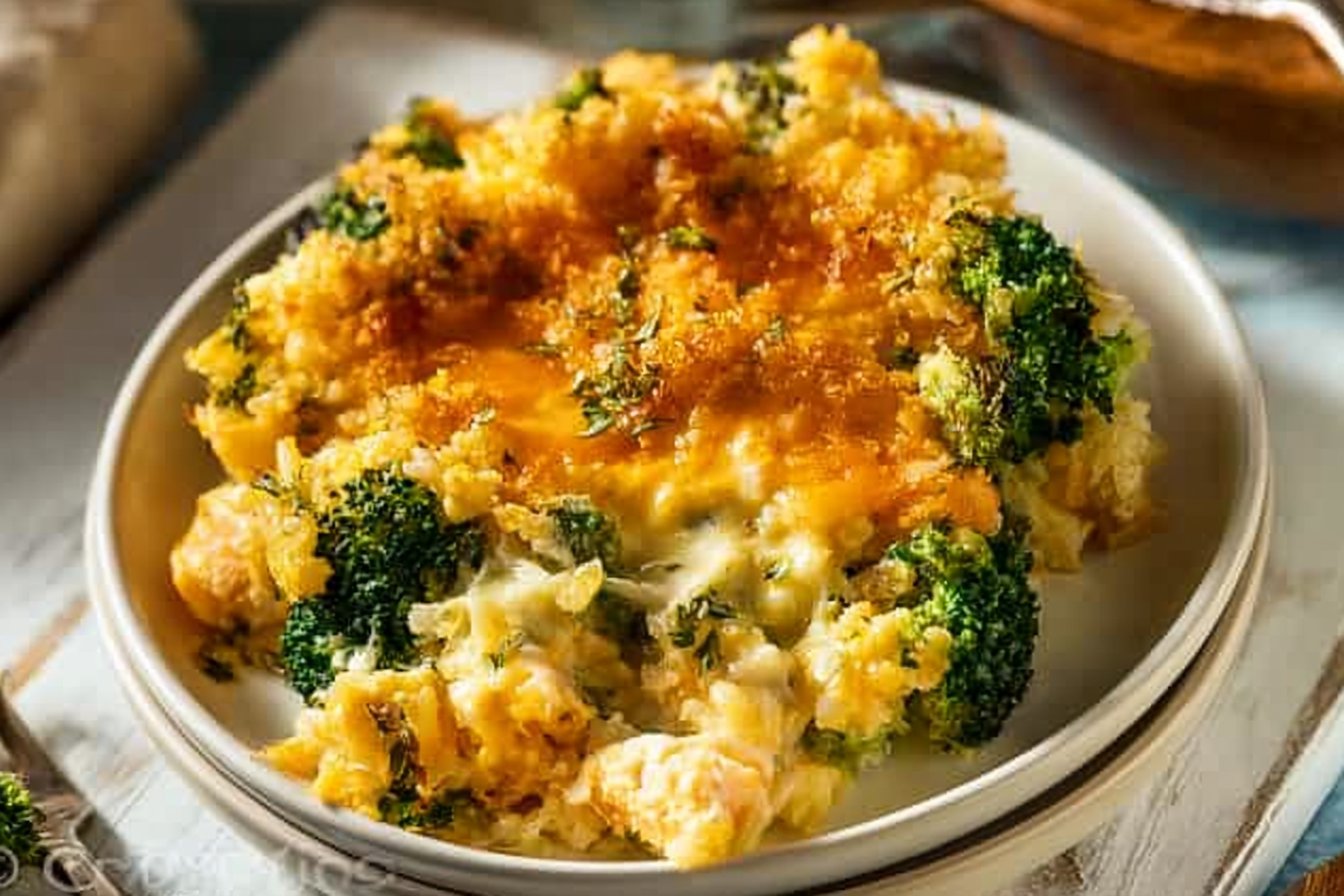 Broccoli Cheddar Chicken and Rice Casserole
