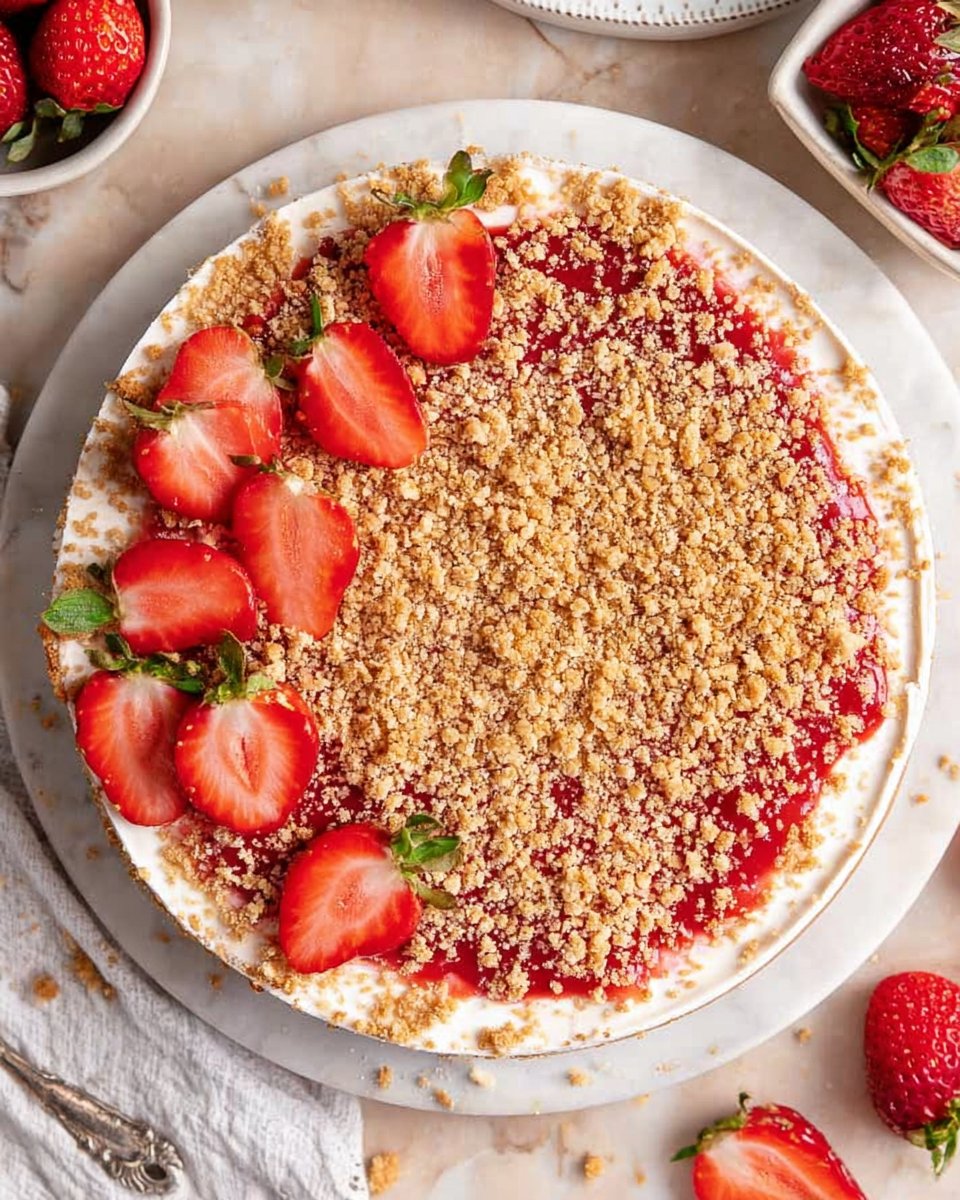No Bake Strawberry Crunch Cheesecake
