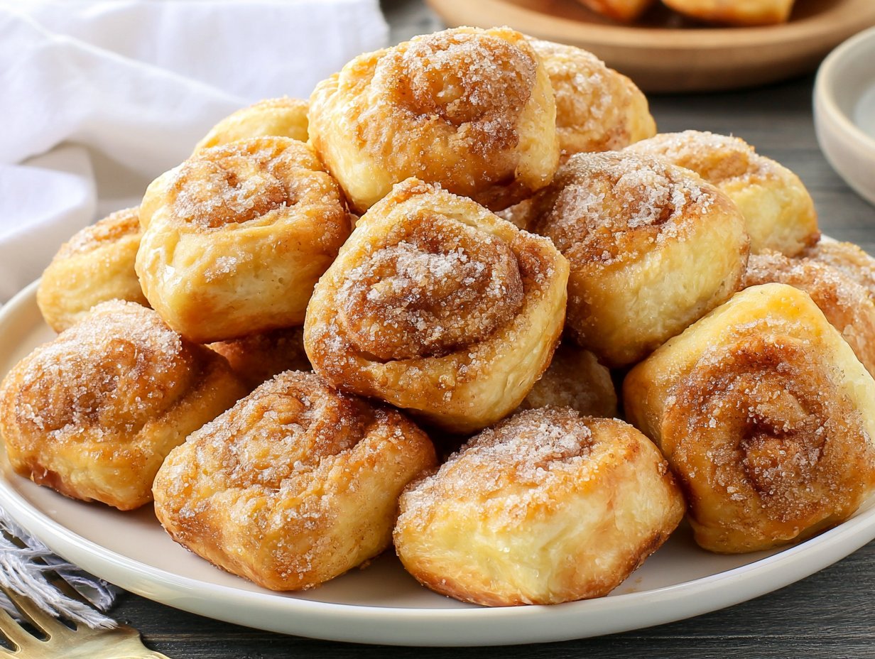 Air Fryer Cinnamon Roll Bites With Canned Biscuits