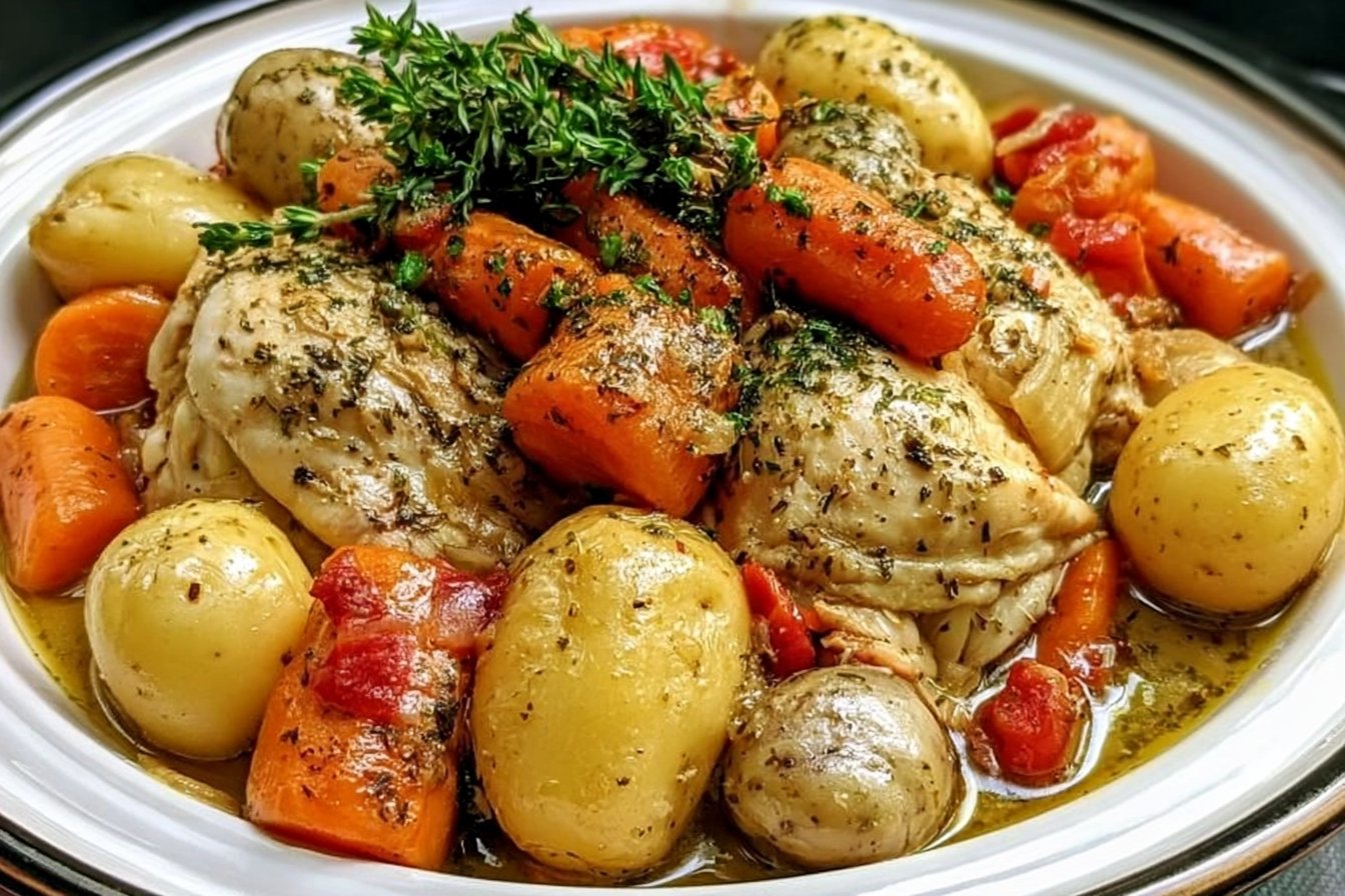 Easy Crockpot Garlic Herb Chicken &amp; Veggies for Cozy Nights
