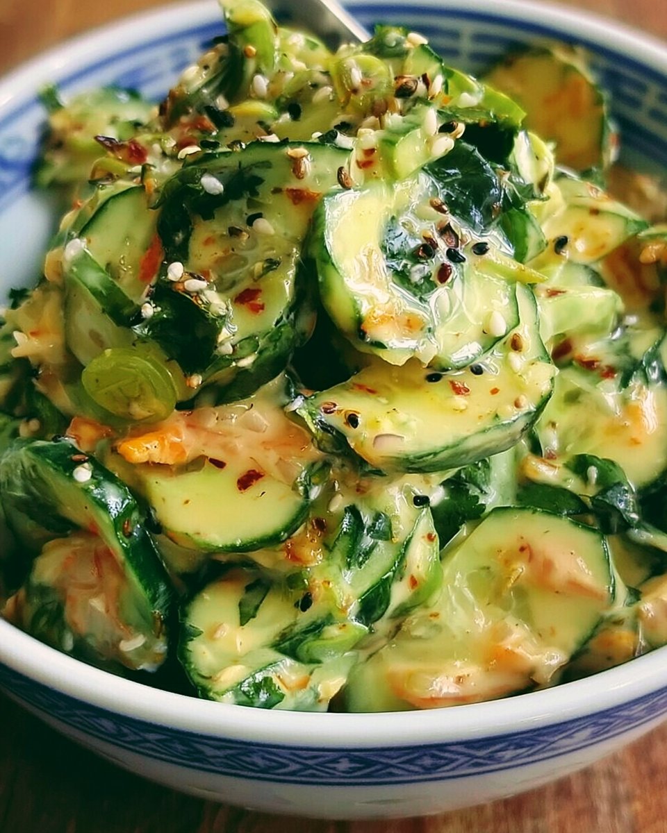 Cucumber Salad with Creamy Asian Dressing