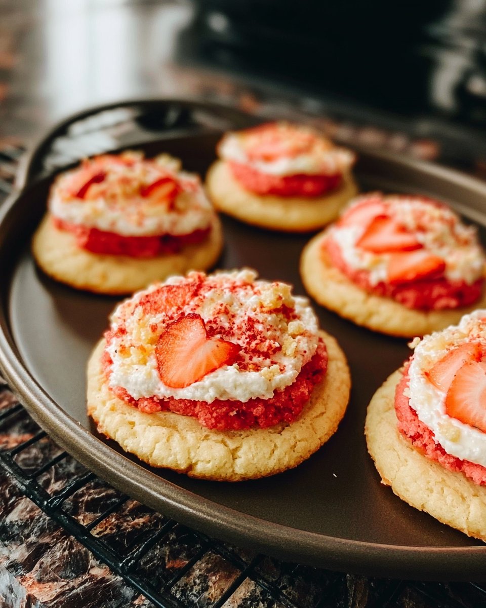 Easy Crumbl Strawberry Shortcake Cookies