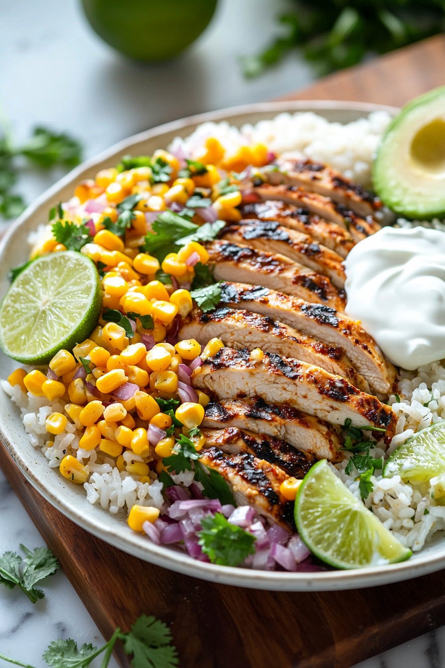 Street Corn Chicken Rice Bowls