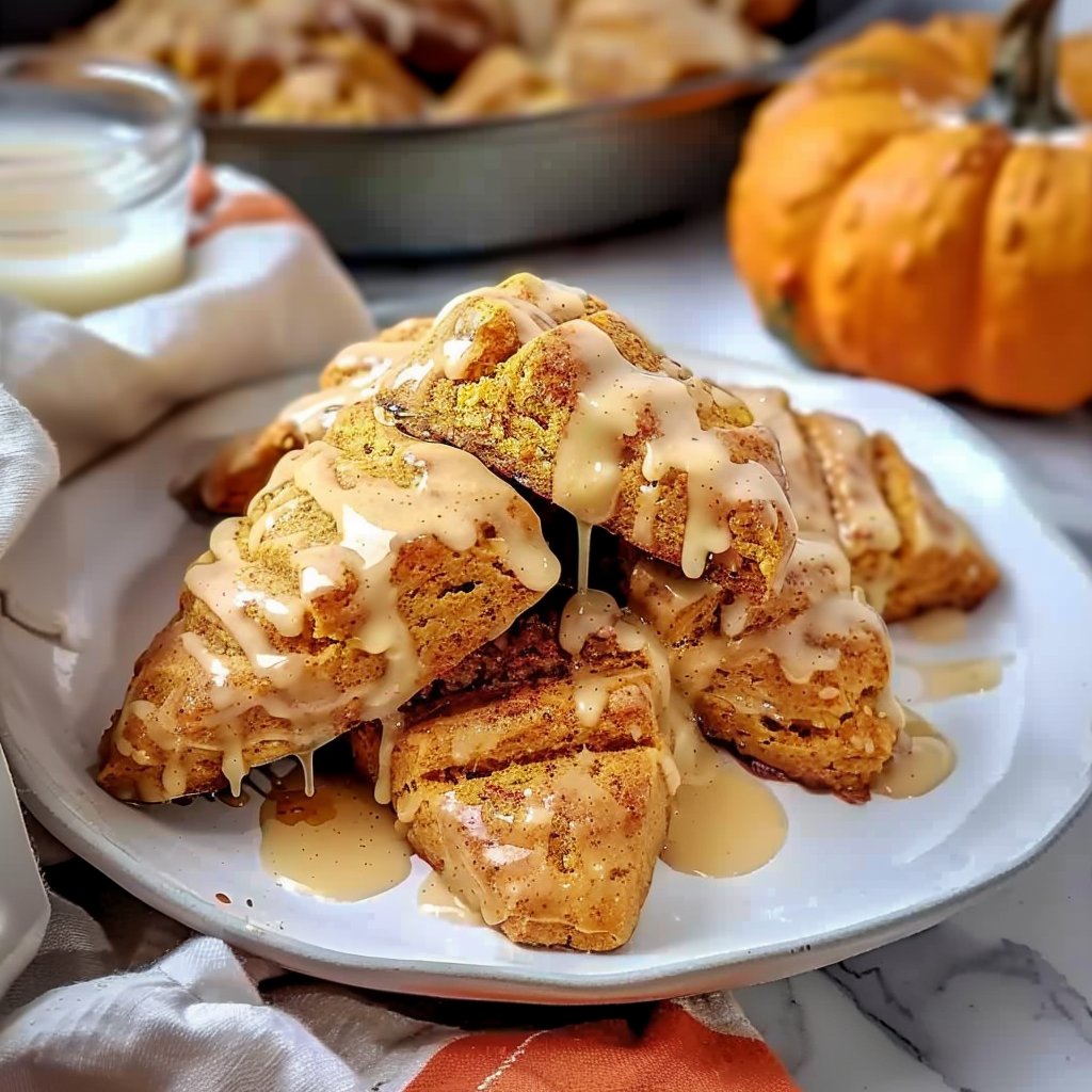 Pumpkin Scones with a Spiced Maple Glaze
