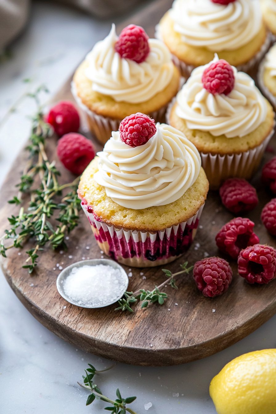Lemon Cupcakes with Raspberry Buttercream