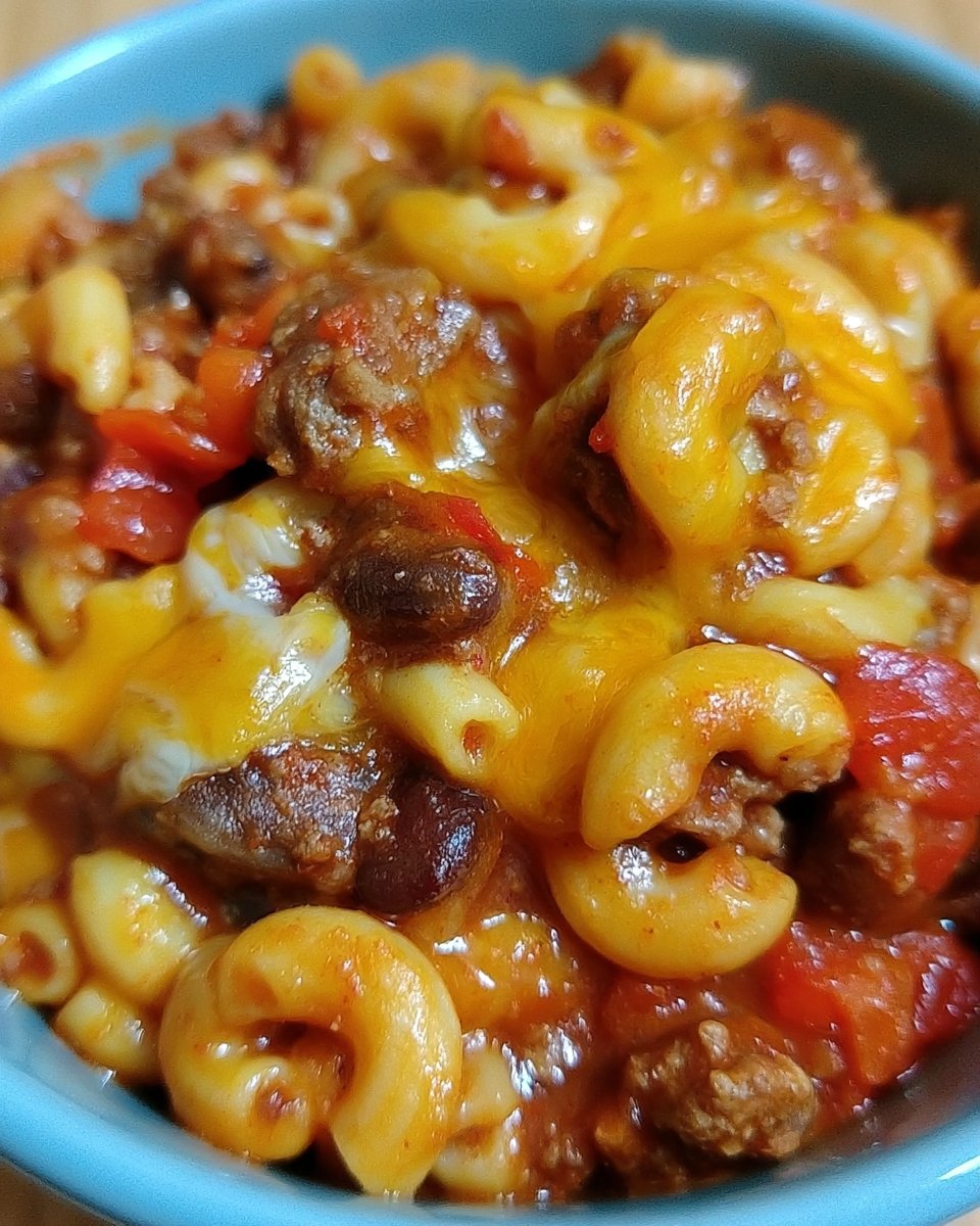 Slow Cooker Cheddar Chili Mac