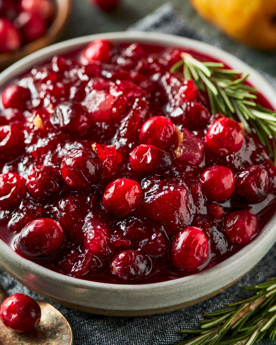 Cranberry Pear Sauce with Ginger and Rosemary