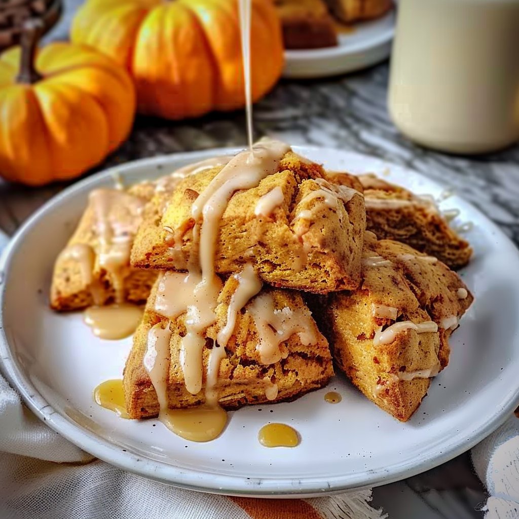 Pumpkin Scones with a Spiced Maple Glaze
