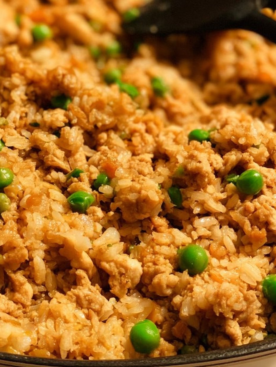 Arroz Frito con Pollo Molido