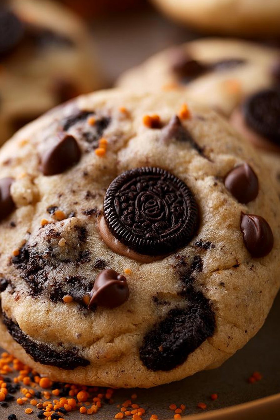 Crispy 30-Minute Copycat Halloween Oreo-Stuffed Chocolate Chip Cookies