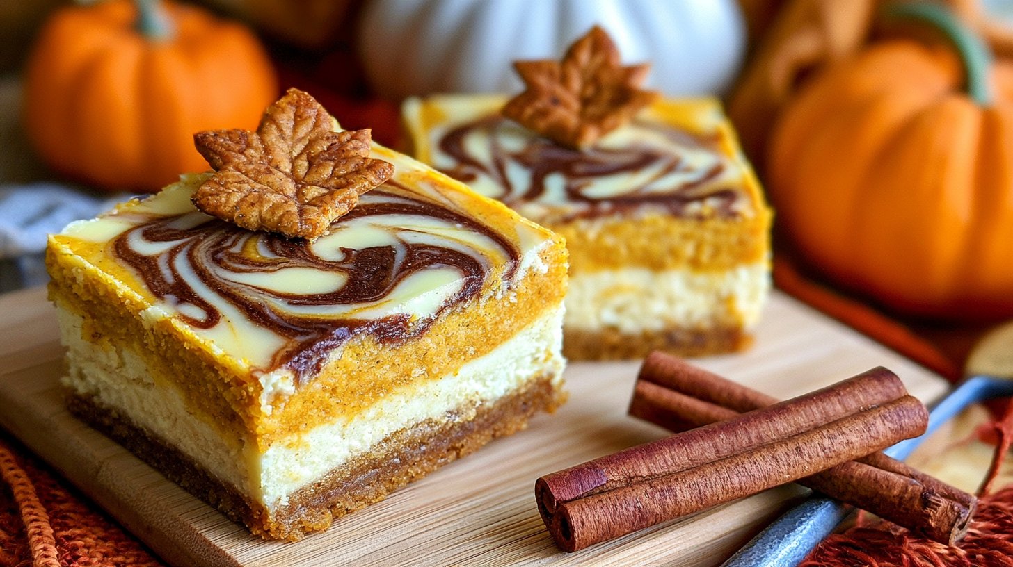 Swirled Pumpkin Cheesecake Bars