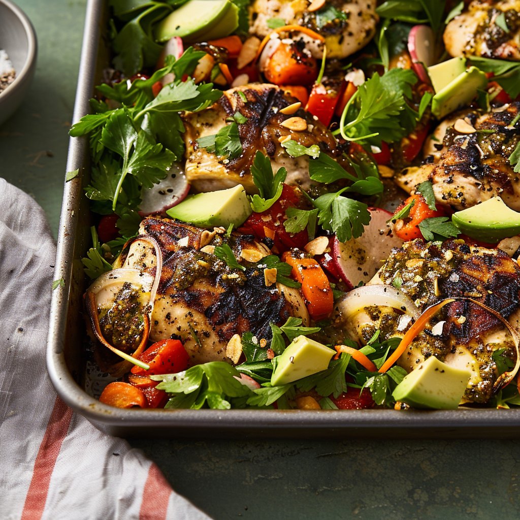 Sheet-Pan Za’atar Chicken With Carrot & Avocado Salad