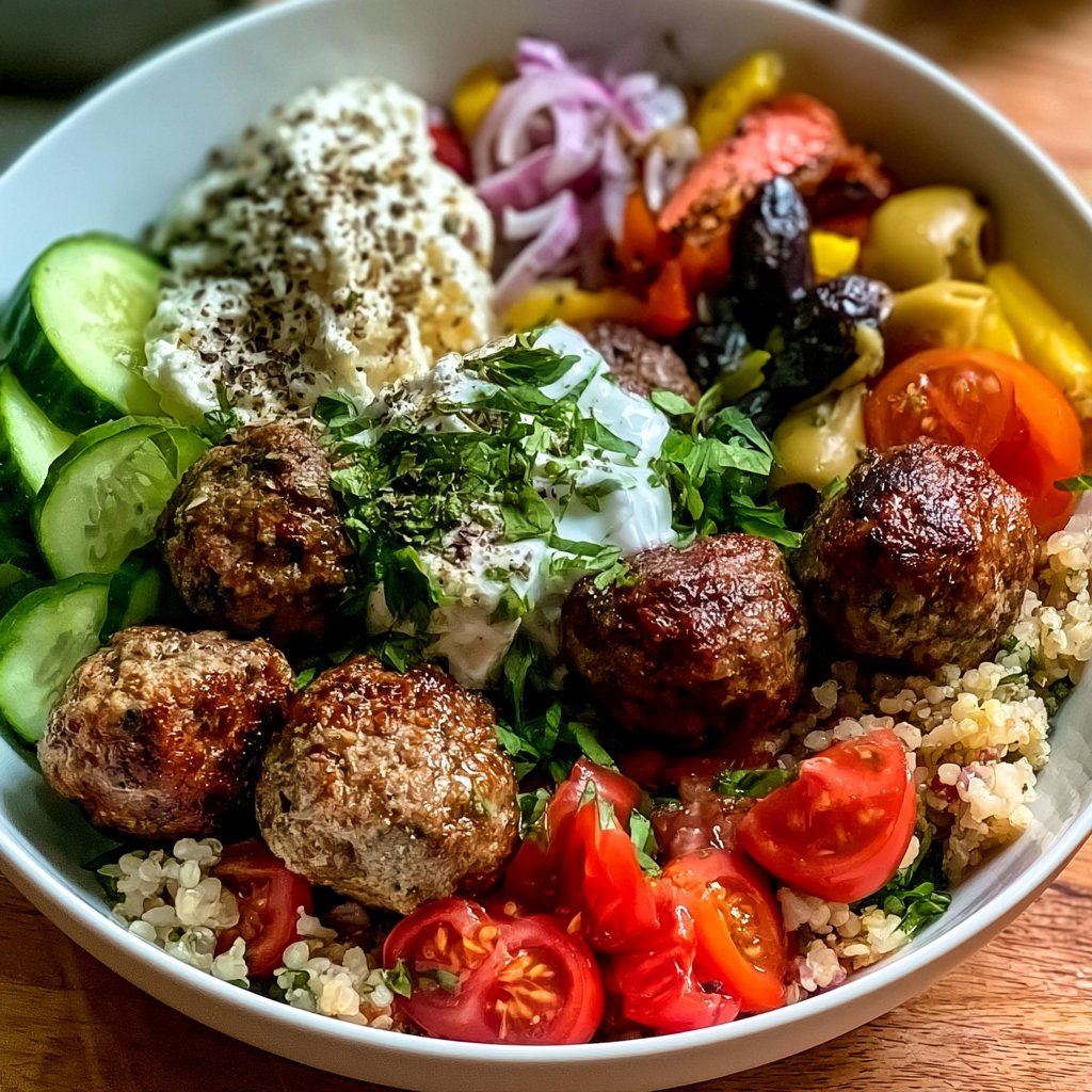 Greek-Style Meatball Bowl